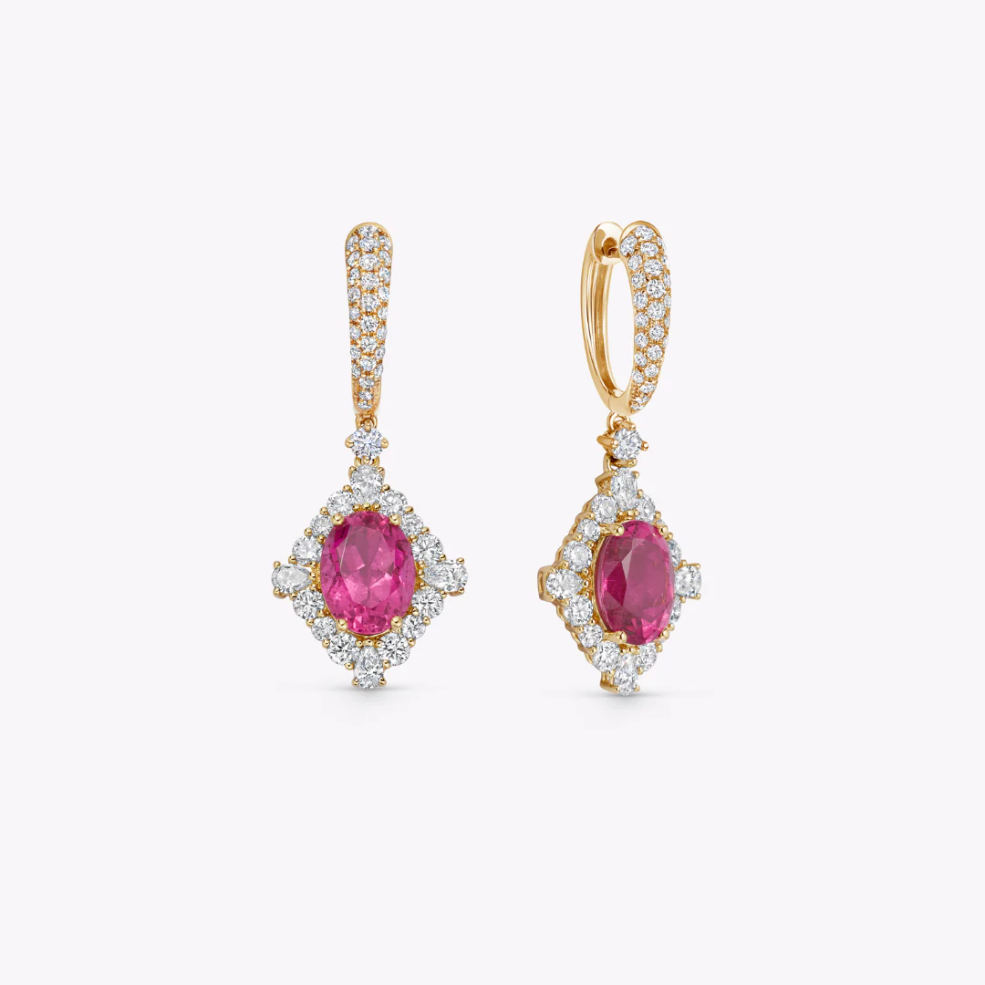 Special Editions Rubellite and Diamond Frame Earrings - Image 3