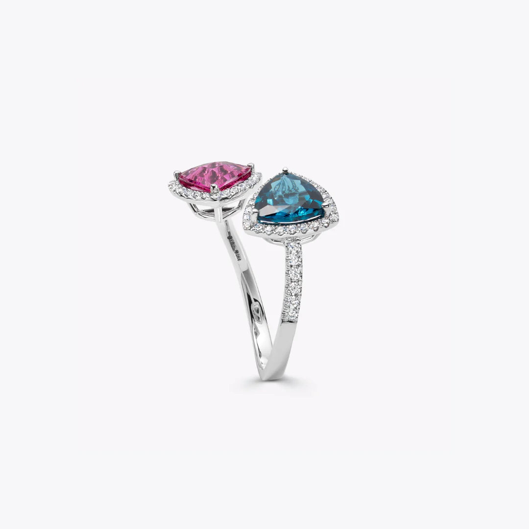 Special Editions Green Tourmaline and Rubellite Toi et Moi Ring - Image 3