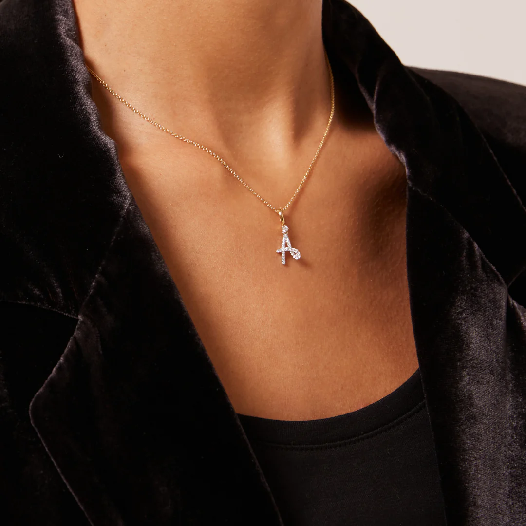 Squiggles "A" Diamond Pendant - Image 2