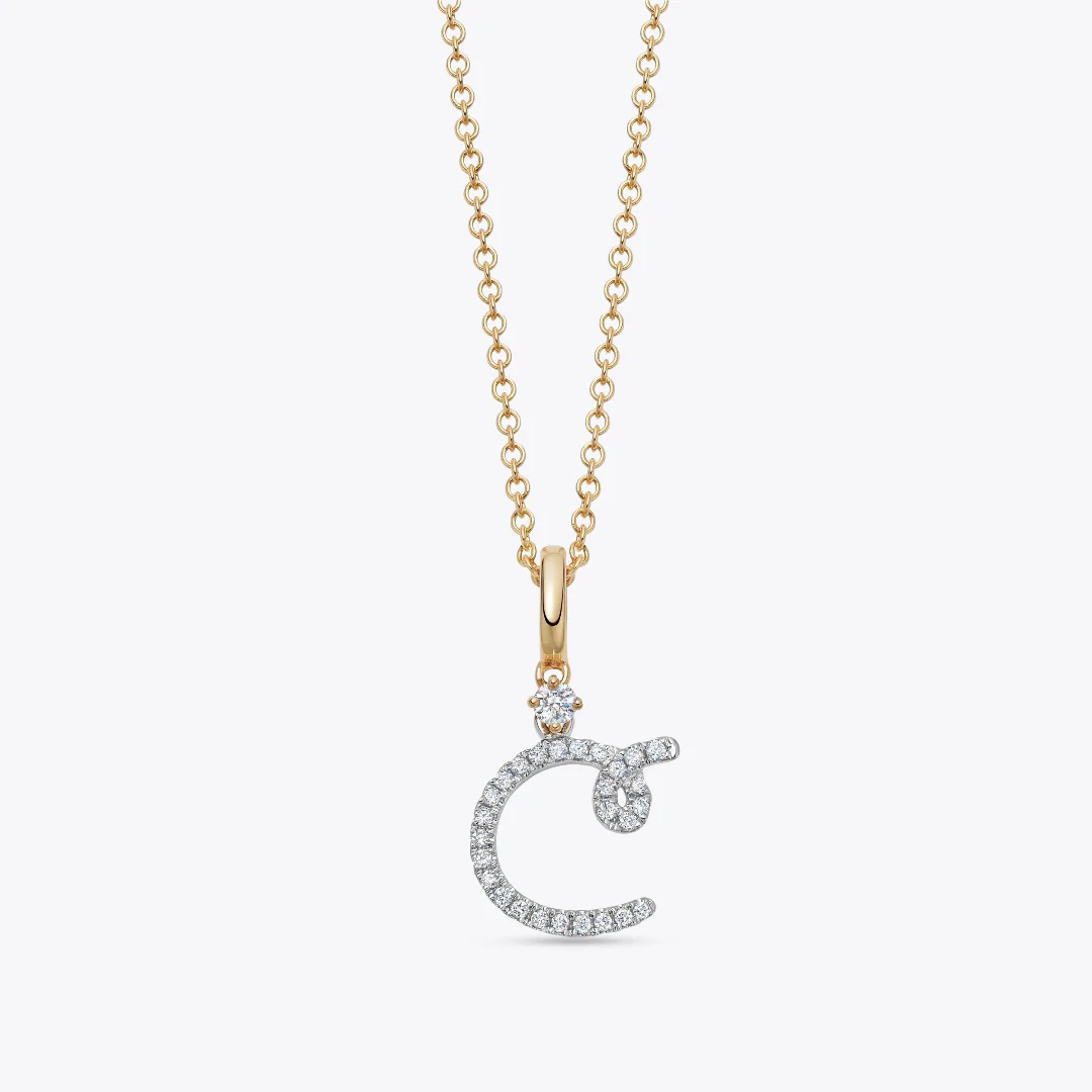 Squiggles "C" Diamond Pendant