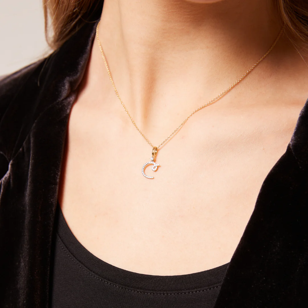 Squiggles "C" Diamond Pendant - Image 2
