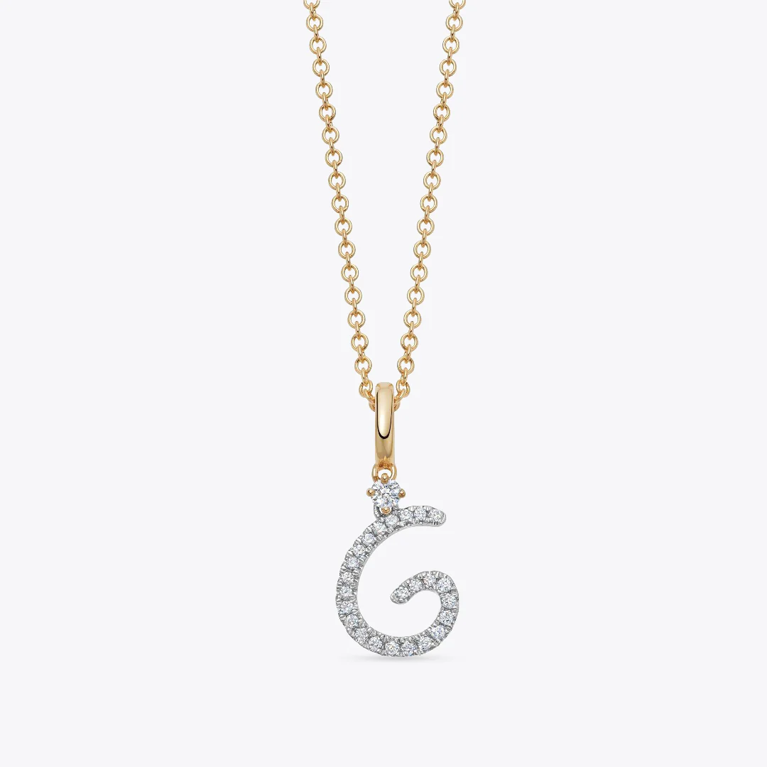 Squiggles "G" Diamond Pendant