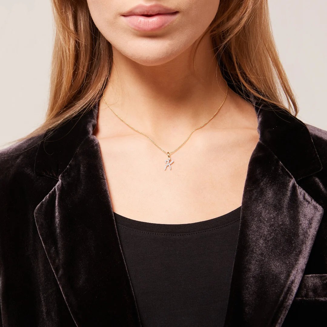 Squiggles "K" Diamond Pendant - Image 2