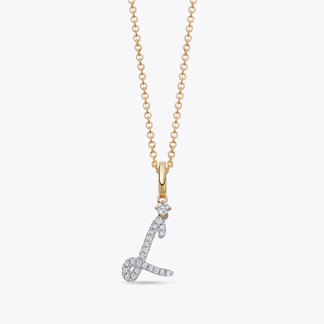 Squiggles "L" Diamond Pendant