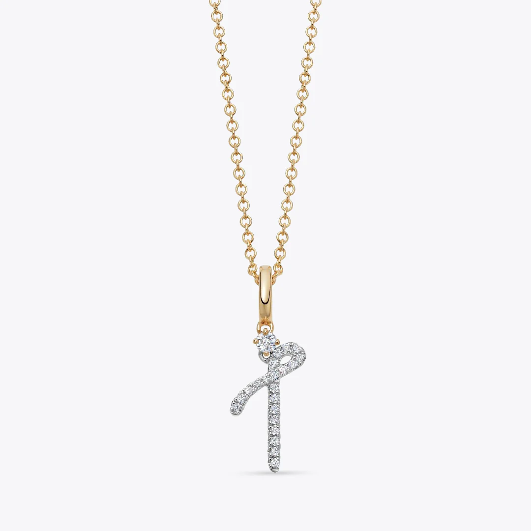 Squiggles "T" Diamond Pendant