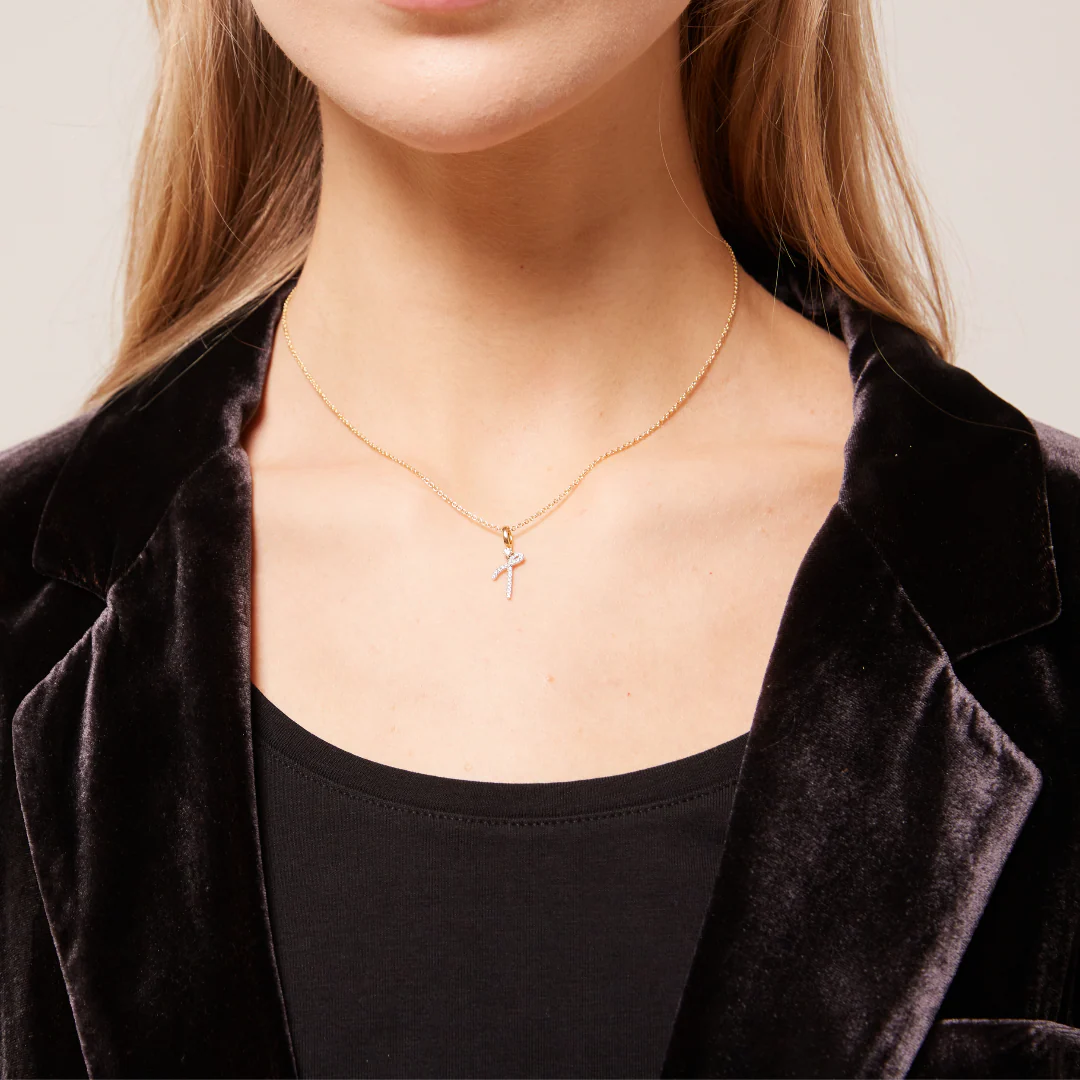 Squiggles "T" Diamond Pendant - Image 2
