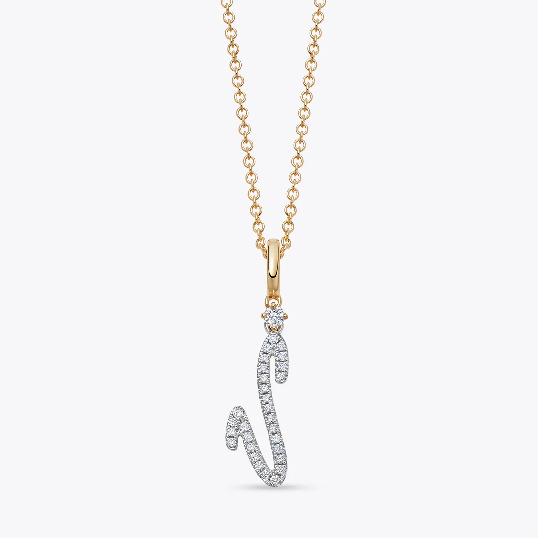 Squiggles "V" Diamond Pendant