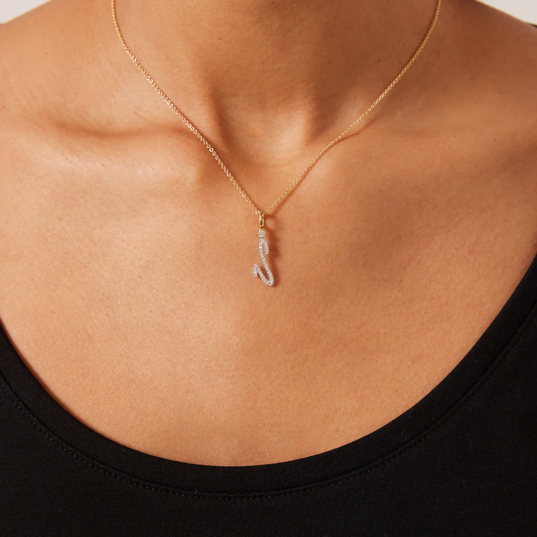 Squiggles "V" Diamond Pendant - Image 2