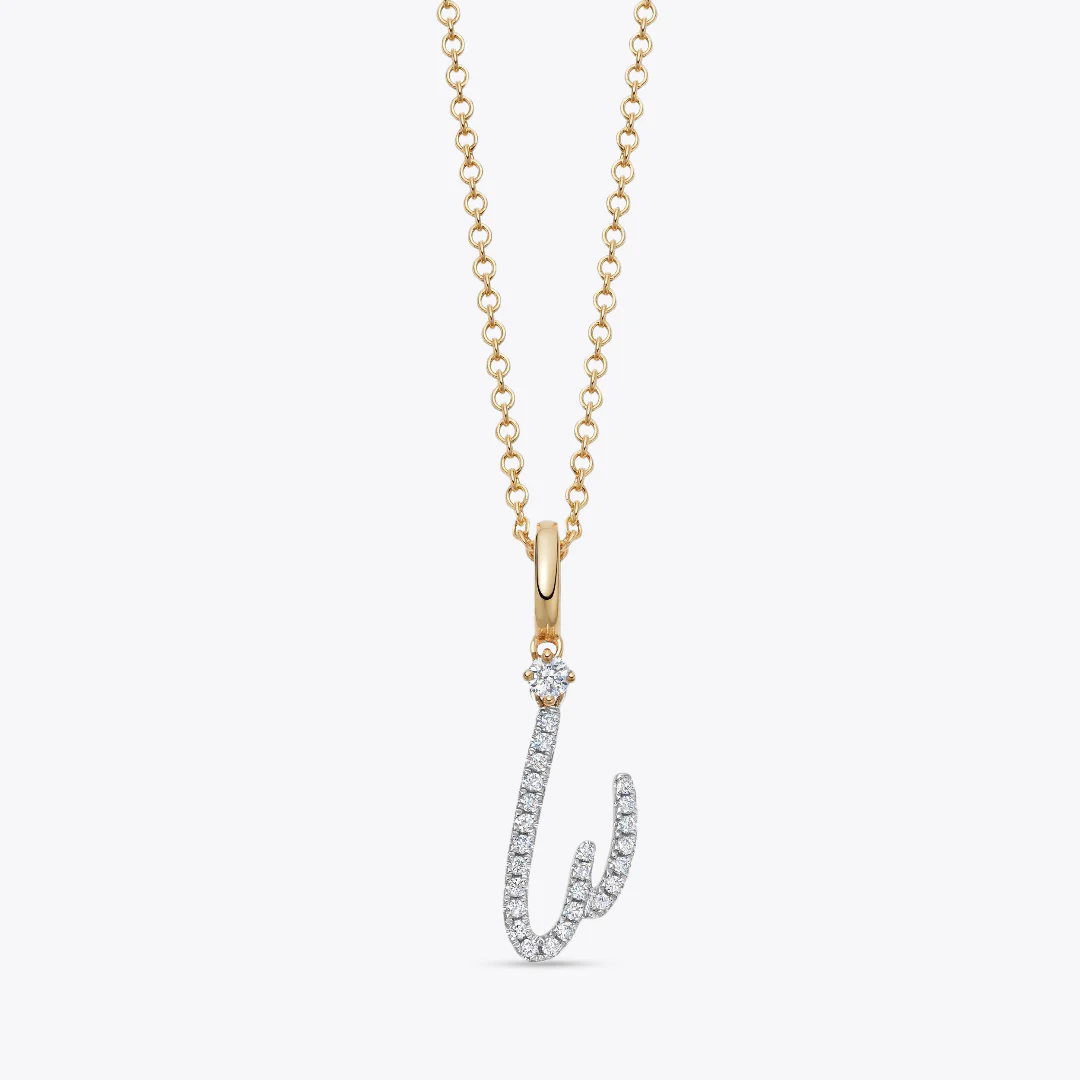 Squiggles "W" Diamond Pendant