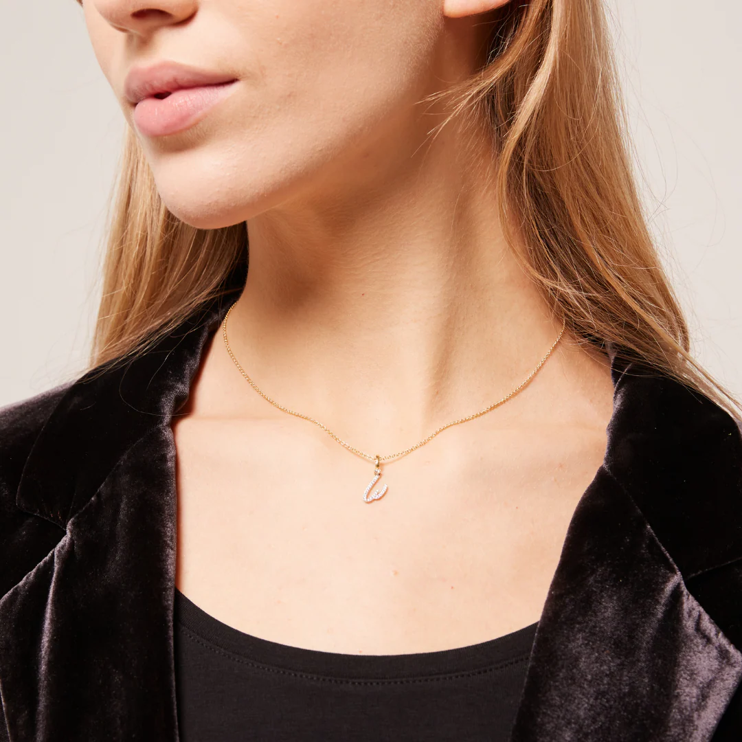 Squiggles "W" Diamond Pendant - Image 2