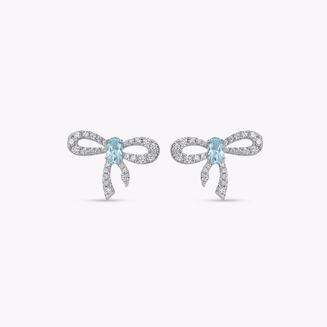 Special Editions Signatures Blue Topaz and Diamond Bow Earrings