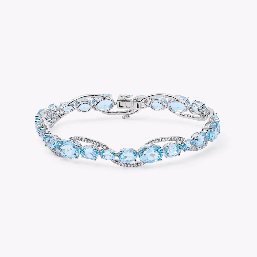 Special Editions Blue Topaz and Diamond Wave Bracelet