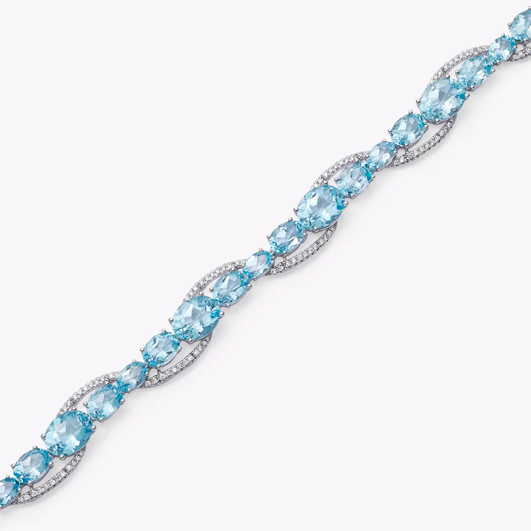 Special Editions Blue Topaz and Diamond Wave Bracelet - Image 2