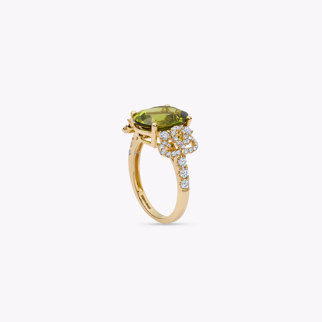Special Editions Peridot and Diamond Petal Ring - Image 2