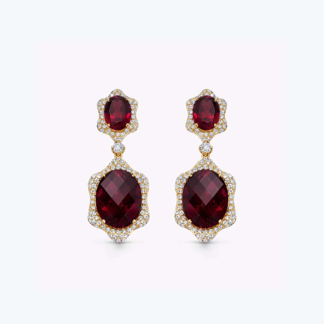 Special Editions Rhodolite Garnet and Diamond Wave Earrings