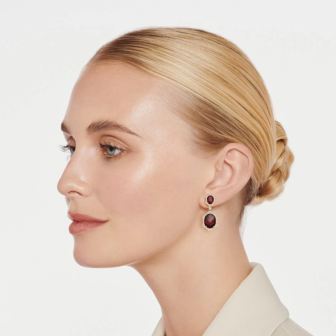 Special Editions Rhodolite Garnet and Diamond Wave Earrings - Image 2