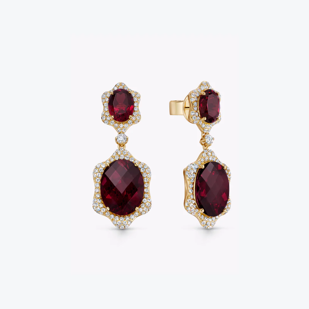 Special Editions Rhodolite Garnet and Diamond Wave Earrings - Image 3